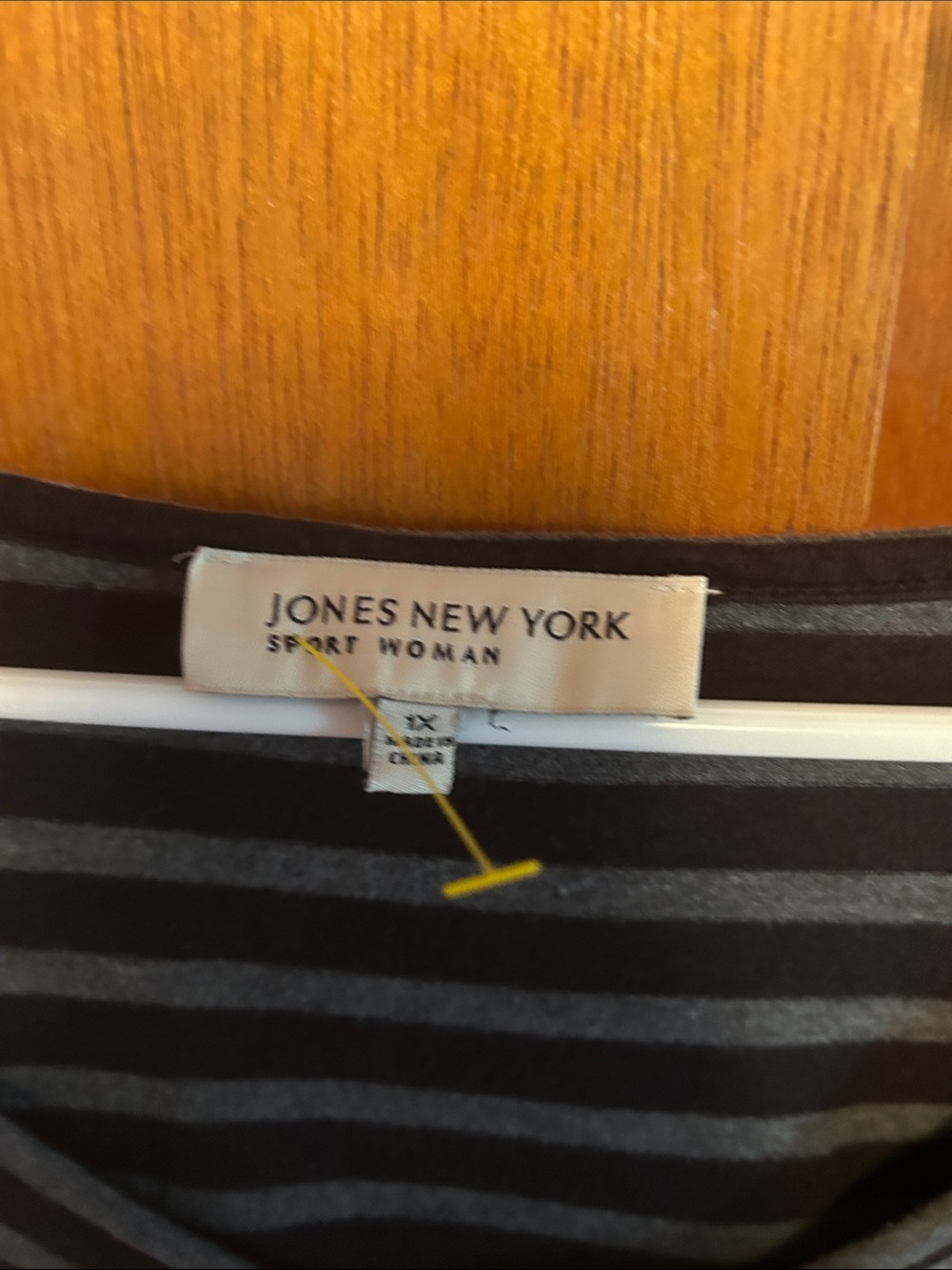 Jones New York Black & Gray Striped V-Neck Tunic - Picture 2 of 5
